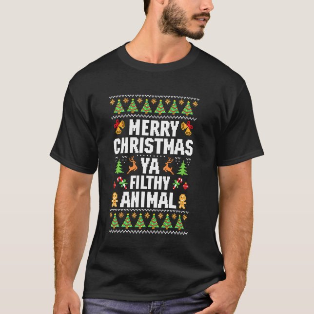 Camiseta Feliz Natal Animal Sujo Ya Ugly Sweater Styl (Frente)