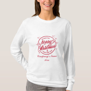 Camiseta Feliz Natal & Ano Novo, Tipografia Vermelha