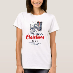 Camiseta Feliz Natal Apresenta Texto Personalizado Vermelho