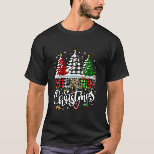 Camiseta Feliz Natal Árvore Buffalo Xadrez Vermelha Verde