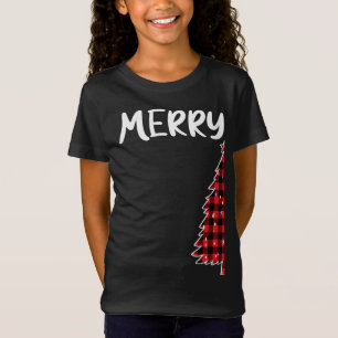 Camiseta Feliz Natal Árvore Buffalo Xadrez Xmas Mães