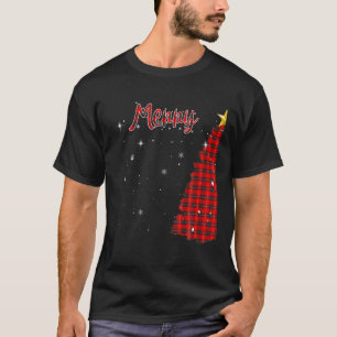 Camiseta Feliz Natal Árvore Buffalo Xadrez Xmas Mães