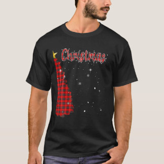 Camiseta Feliz Natal Árvore Buffalo Xadrez Xmas Mães