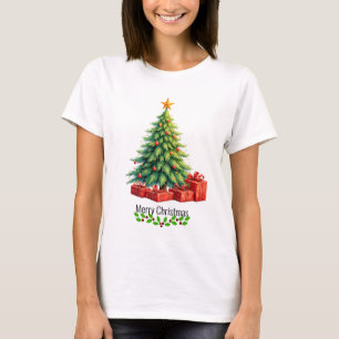 Camiseta Feliz Natal, Árvore Decorada,