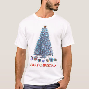 Camiseta Feliz Natal. Árvore (design 2) com presentes
