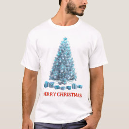 Camiseta Feliz Natal. Árvore (design 4) com presentes