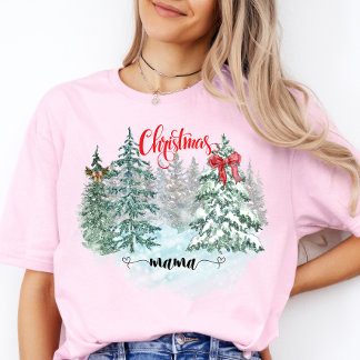Camiseta Feliz Natal Árvore Mamã Bonita Mãe de Xmas present