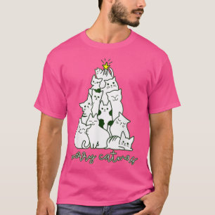 Camiseta Feliz Natal Árvore Natal Papais noeis de gatos de