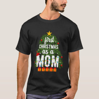 Camiseta Feliz Natal Árvore Primeiro Natal Como Mãe Xmas