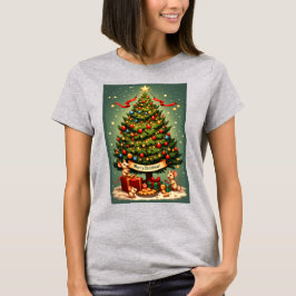 Camiseta Feliz Natal Árvore Vitoriana Três Ratos Fofos
