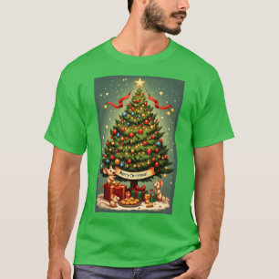 Camiseta Feliz Natal Árvore Vitoriana Três Ratos Fofos
