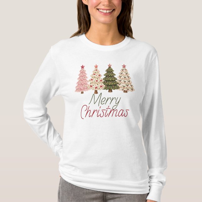 Camiseta Feliz Natal, Árvores de Natal (Frente)