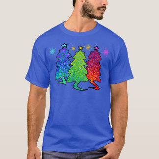 Camiseta Feliz Natal Árvores de Natal Pet Cat Lizard Dino