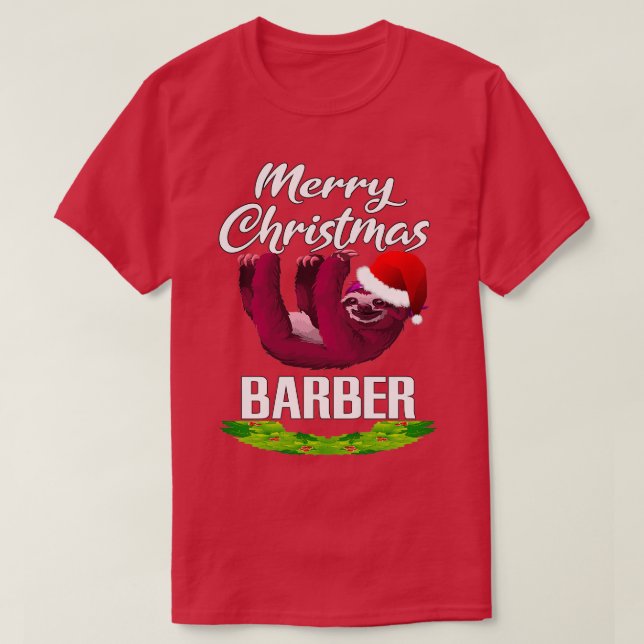 Camiseta Feliz Natal Barber Funny Gift Pajama Natal (Frente do Design)