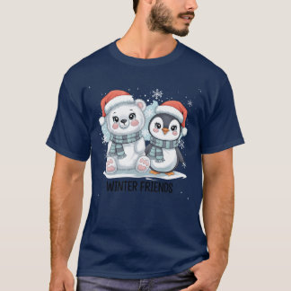 Camiseta Feliz Natal Bears Pinguins de inverno Amigos de in