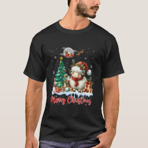 Camiseta Feliz Natal Bela Ovelha Santa Hat