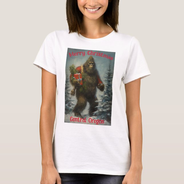 Camiseta Feliz Natal Bigfoot Central Oregon (Frente)
