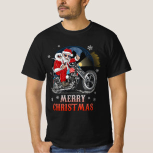 Camiseta Feliz Natal Biker Papais noeis Fan Xmas Ho
