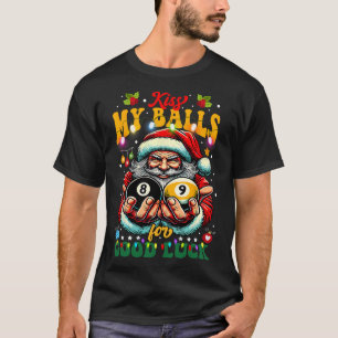 Camiseta Feliz Natal Billiards Beija-Me Por Boa Sorte