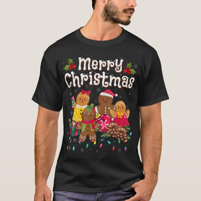 Camiseta Feliz Natal Biscoitos Homens Mulheres (Frente)