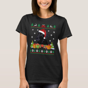 Camiseta Feliz Natal Black Lab Dog Ugly Sweater Papais noei