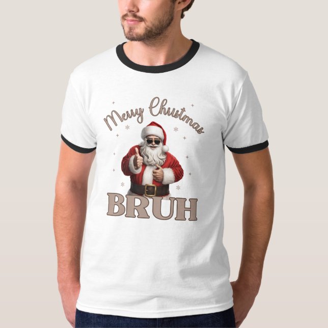 Camiseta Feliz Natal BRUH design T-Shirt Engraçado (Frente)
