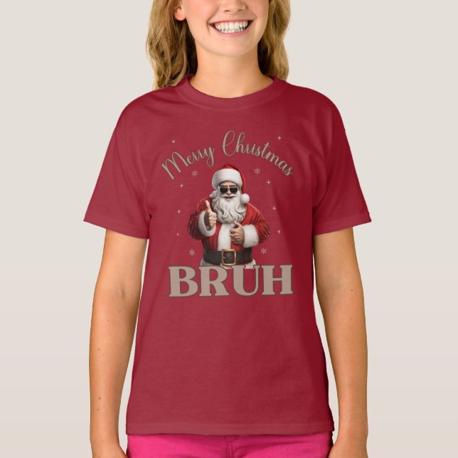 Camiseta Feliz Natal BRUH design T-Shirt Engraçado (Frente)
