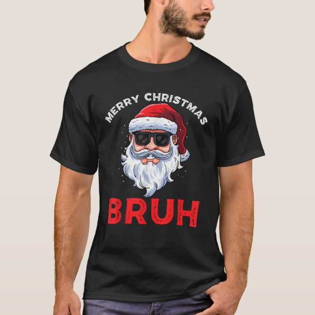 Camiseta Feliz Natal Bruh Meme Engraçado Dizendo para Irmão (Frente)
