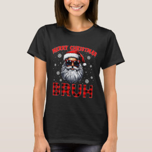 Camiseta Feliz Natal Bruh Xadrez Vermelho Divertido Papai N