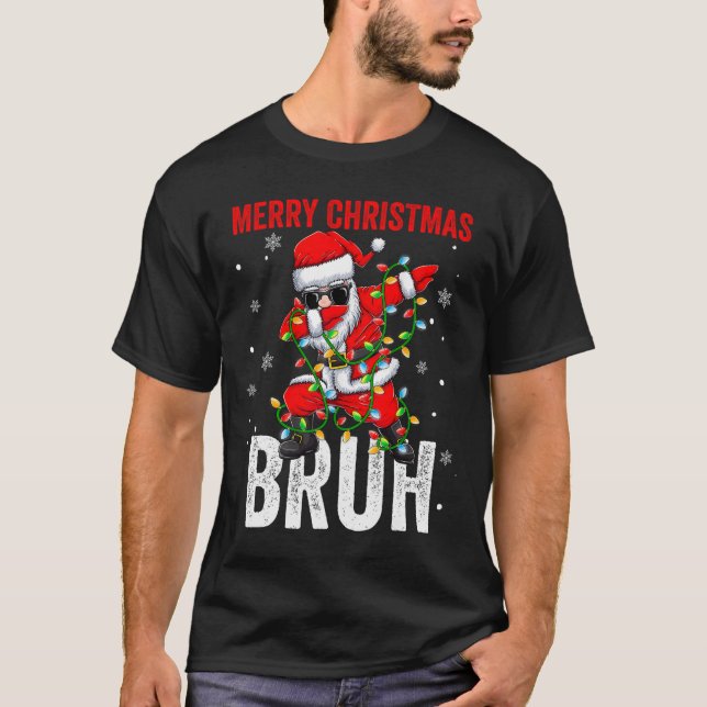 Camiseta Feliz Natal Bruh Xmas Papai Noel Natal Li (Frente)