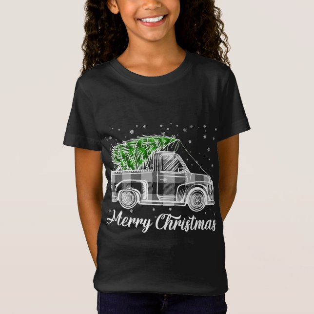 Camiseta Feliz Natal Buffalo Tree Black and White (Frente)