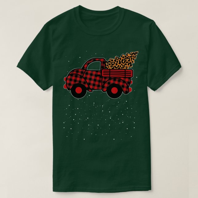 Camiseta Feliz Natal Buffalo Tree Red Xadrez 1 (Frente do Design)