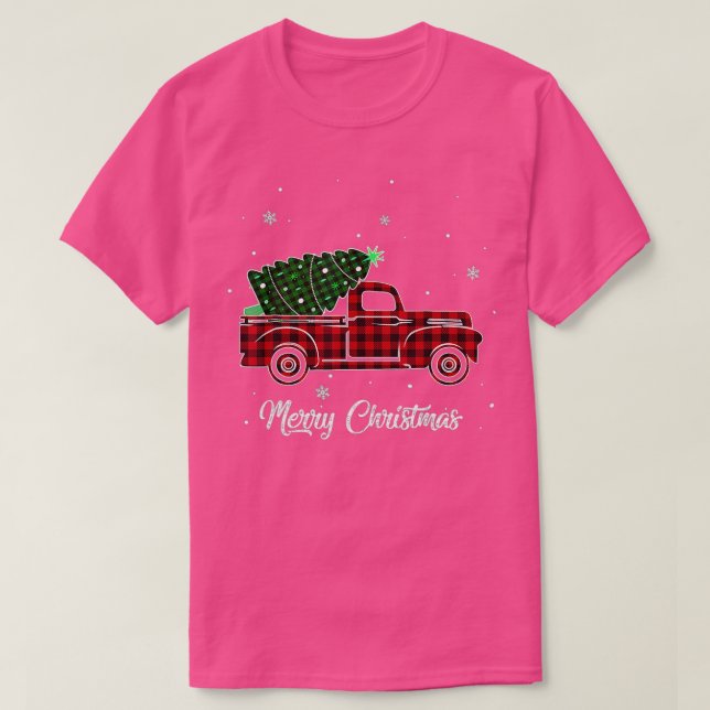 Camiseta Feliz Natal Buffalo Tree Red Xadrez 4 (Frente do Design)