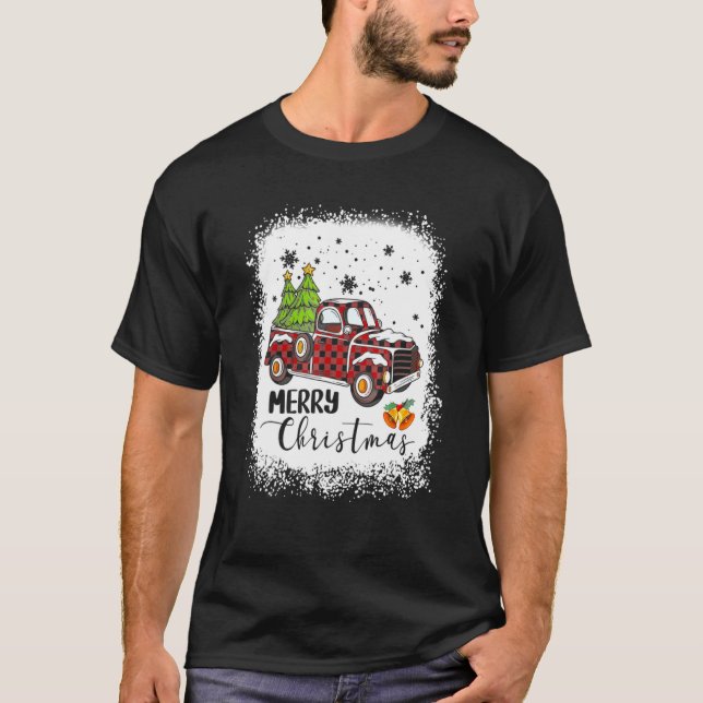 Camiseta Feliz Natal Buffalo Tree Red Xadrez Chri (Frente)