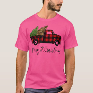 Camiseta Feliz Natal Buffalo Tree Red Xadrez Leopa