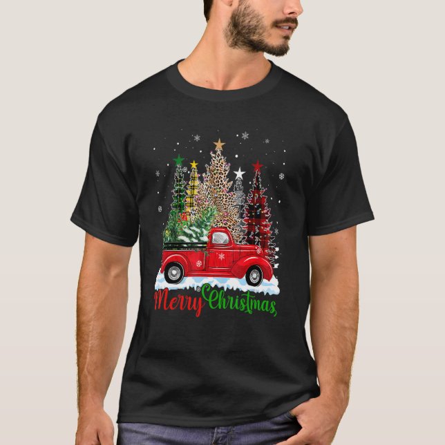 Camiseta Feliz Natal Buffalo Tree Red Xadrez Men W (Frente)