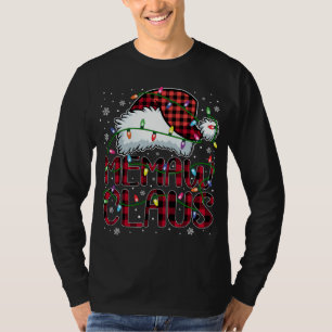 Camiseta Feliz Natal Buffalo Xadrez Red Santa Hat Memaw