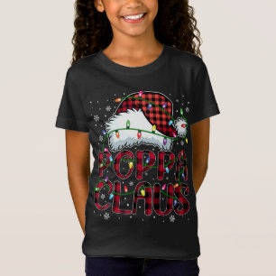 Camiseta Feliz Natal Buffalo Xadrez Red Santa Hat Poppa