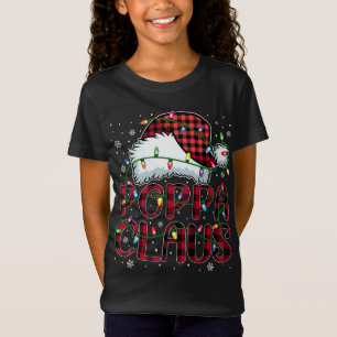 Camiseta Feliz Natal Buffalo Xadrez Red Santa Hat Poppa