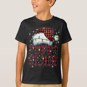 Camiseta Feliz Natal Buffalo Xadrez Red Santa Hat Poppa