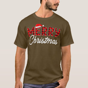 Camiseta Feliz Natal Buffalo Xadrez Red Santa Hat Xmas P