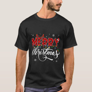 Camiseta Feliz Natal Buffalo Xadrez Red Santa Hat Xmas P