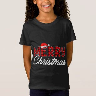 Camiseta Feliz Natal Buffalo Xadrez Red Santa Hat Xmas P