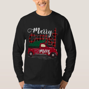 Camiseta Feliz Natal Buffalo Xadrez Red Truck Christian