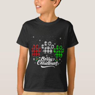 Camiseta Feliz Natal Buffalo Xadrez Vermelho Cão Verde Bran