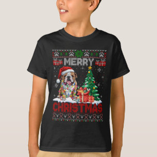 Camiseta Feliz Natal Buldogue Lovers Família Feia Xma