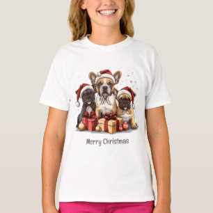 Camiseta Feliz Natal - Bulldog Francês Santa Hat