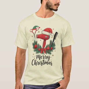 Camiseta Feliz Natal Cabeleireiro Cabelereira Xmas Cabelo