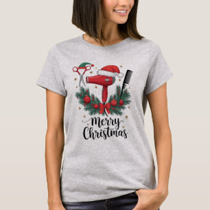 Camiseta Feliz Natal Cabeleireiro Estilista de Cabelo Xmas 