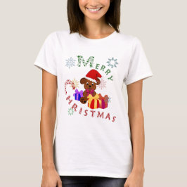 Camiseta Feliz Natal Cachorrinho Presentes de Natal e Floco